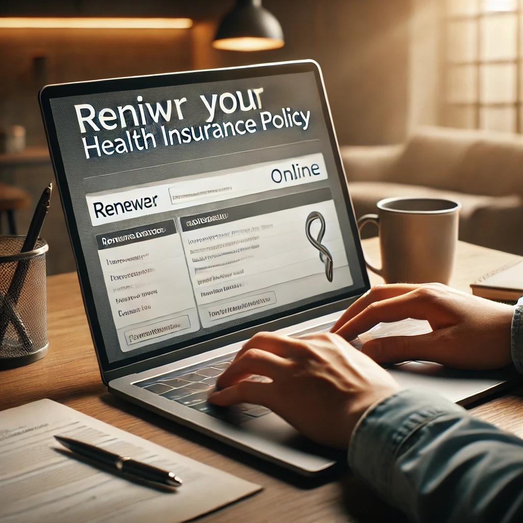 Man using a laptop to renew his Star Health insurance policy online.